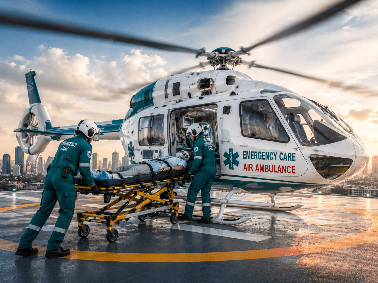 24/7 Air Ambulance Service vehicle from Emergency Care Ambulance Services providing emergency medical transport in India